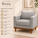 Ver imagem 4 de Poltrona Benny com Design Moderno Revestida em Tecido Linho Cinza