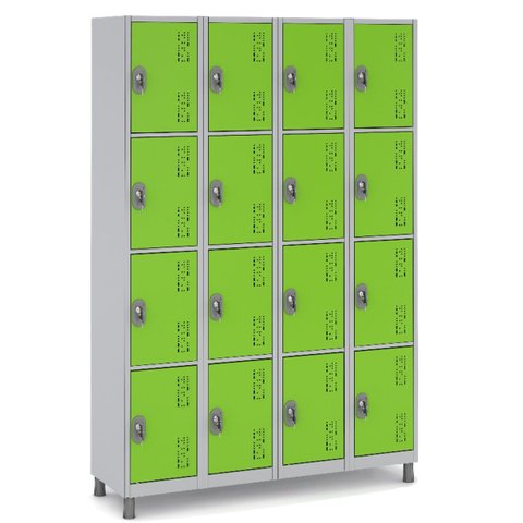 Armário Guarda Volume Aço 16 Portas C/ Tranca e Espaço Cor:verde