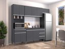 Ver imagem 1 de Cozinha Completa Modulada Andreia 240 Cm 5 Peças - Cinza - Ajl Móveis