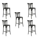 Ver imagem 5 de Kit 5 Banquetas Altas Paris em Aço Preto para Cozinha e Bancada Gourmet com Assento Corino - Preto
