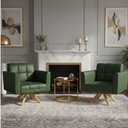 Ver imagem 1 de Poltrona Sala Decorativa Kit 2 Elisa Giratória Castanho Ma30 Sintético Pu Verde D03 - D’Rossi