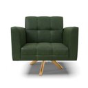Ver imagem 4 de Poltrona Sala Decorativa Kit 2 Elisa Giratória Castanho Ma30 Sintético Pu Verde D03 - D’Rossi