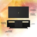 Ver imagem 5 de Rack com Painel Tulum 1,60m 55 Polegadas Preto - Móveis Arapongas Preto Fosco