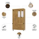Ver imagem 4 de Guarda Roupa Solteiro 103cm com Espelho Ideal Nature - Vila Rica