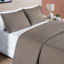 Ver imagem 3 de Kit Cobre Leito Colcha Vênus Casal Dupla Face Micropercal 200 Fios Liso 3 Peças - Cáqui Camafeu Casa