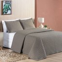 Ver imagem 2 de Kit Cobre Leito Colcha Vênus Casal Dupla Face Micropercal 200 Fios Liso 3 Peças - Cáqui Camafeu Casa