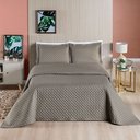 Ver imagem 1 de Kit Cobre Leito Colcha Vênus Casal Dupla Face Micropercal 200 Fios Liso 3 Peças - Cáqui Camafeu Casa