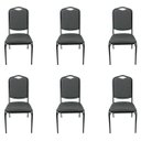Ver imagem 1 de Cadeira para Hotel ou Eventos com Reforço Empilhável Cor Cinza Preto Kit 6 Unidades Poltronas do Sul