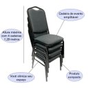 Ver imagem 3 de Cadeira para Hotel ou Eventos com Reforço Empilhável Cor Cinza Preto Kit 6 Unidades Poltronas do Sul