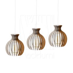 Pendente Luminária Desmontada Nacar Madeira Mdf 3 Unidades Cor:branco - 4