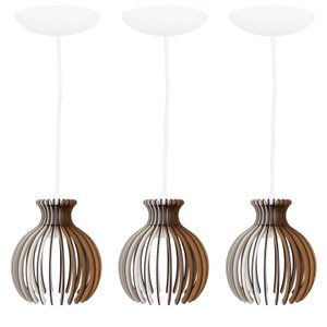 Pendente Luminária Desmontada Nacar Madeira Mdf 3 Unidades Cor:branco