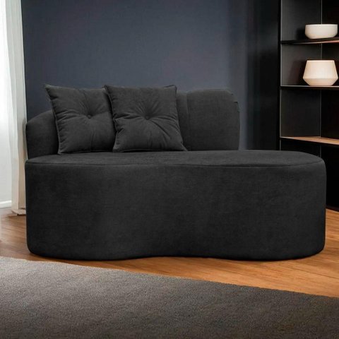 Poltrona Namoradeira Orgânica Plaza 1,80m Redondo Bouclê Preto Sofa Store