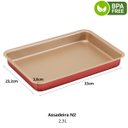 Ver imagem 4 de Jogo de Assadeira Retangular 03 Peças Antiaderentes + Luva Térmica + Pincel Vermelho + Descanso de P