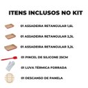 Ver imagem 2 de Jogo de Assadeira Retangular 03 Peças Antiaderentes + Luva Térmica + Pincel Vermelho + Descanso de P
