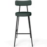 Banqueta Alta Bar Cozinha Sala De Jantar Estrutura Em Aço Milão L02 Linho Verde Musgo - Lyam Decor - 3