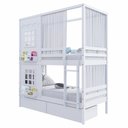 Ver imagem 5 de Beliche Casinha Reta com 02 Janelas 02 Gavetas e Cortina Madeira Maciça Branco Housin