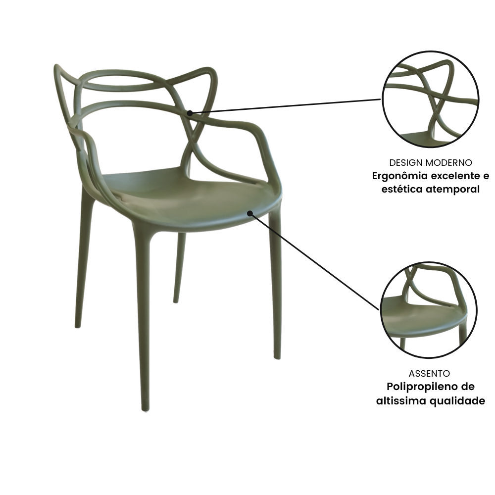 Cadeira de Jantar Masters Allegra para Cozinha Verde Militar - 5