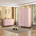 Ver imagem 2 de Conjunto Infantil Comoda e Guarda Roupa Mdf Rosê