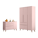 Ver imagem 1 de Conjunto Infantil Comoda e Guarda Roupa Mdf Rosê