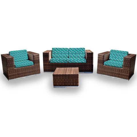 Conjunto Bora Bora - 1 Sofá 2 Lugares + 2 Poltronas + 1 Mesa de Centro - Maiorca