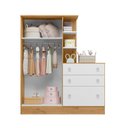 Ver imagem 2 de Guarda-roupa Infantil com Cômoda Doce Sonho 2 Portas 3 Gavetas Freijó/branco - Qmovi