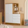 Guarda-roupa Infantil com Cômoda Doce Sonho 2 Portas 3 Gavetas Freijó/branco - Qmovi - 1