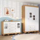 Ver imagem 4 de Quarto de Bebê Completo com Guarda-roupas 4 Portas e Cômoda Luna Multimóveis Mp4797 Madeirado/