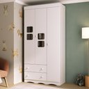 Ver imagem 1 de Guarda-roupa Infantil 92cm com Vidro 3 Portas e 2 Gavetas Serena Multimóveis Mp4431 Branco