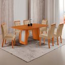 Ver imagem 1 de Mesa de Jantar Carolina 180cm Tp MDF Laminado Canto Copo Base Detalhe Off White com 6 Cadeiras Carol