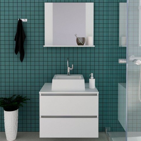 Armário de Banheiro com Cuba 2 Gavetas Branco Bn3624 - Tecno Mobili