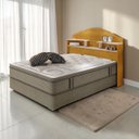Ver imagem 2 de Cabeceira Box Casal Evelyn 140cm com Nicho e Prateleiras Organizador para Quarto:Naturale/Off White