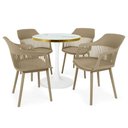 Ver imagem 1 de Conjunto Mesa de Jantar Redonda Majestic 70cm Branca com 4 Cadeiras Estofadas Marcela - Nude Escuro