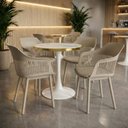 Ver imagem 2 de Conjunto Mesa de Jantar Redonda Majestic 70cm Branca com 4 Cadeiras Estofadas Marcela - Nude Escuro