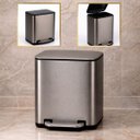Ver imagem 2 de Lixeira Inox 6L Grafite Lixo Pedal Compacta Premium Luxo