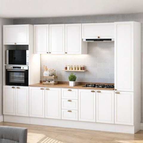 Cozinha Completa Modulada 6 Peças Provençal/Americano Branco/Ébano