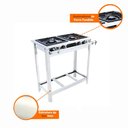 Ver imagem 3 de Fogão a Gás Extra Inox para Cozinha Industrial Grelha 30cm 2 Bocas 2 Dupla com Pé Ei2d2p - Venâ