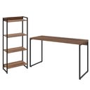 Ver imagem 1 de Kit Escritório Estante Areta 4 Prateleiras com Mesa Industrial Aspen 135cm C01 Nogal - Lyam Decor