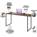 Ver imagem 7 de Kit Escritório Estante Areta 4 Prateleiras com Mesa Industrial Aspen 135cm C01 Nogal - Lyam Decor