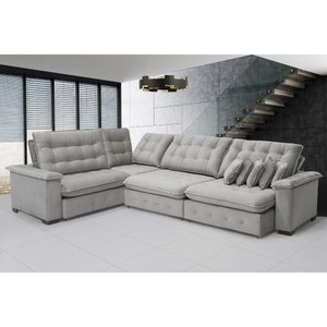 Sofá Manchester 2.63mx3.83m de Canto, Retrátil e Reclinável - Avelã