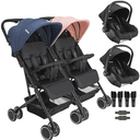 Ver imagem 1 de Carrinho Kiddo Gemeos com 2 Bebe Conforto Colinho Mascote Casal