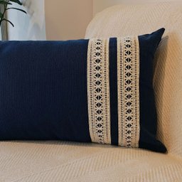 Capa de Almofada Atelier Renda Retangular Azul Marinho 50x30 - 6