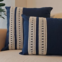 Capa de Almofada Atelier Renda Retangular Azul Marinho 50x30 - 5