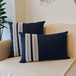 Capa de Almofada Atelier Renda Retangular Azul Marinho 50x30 - 3
