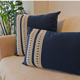 Capa de Almofada Atelier Renda Retangular Azul Marinho 50x30 - 4