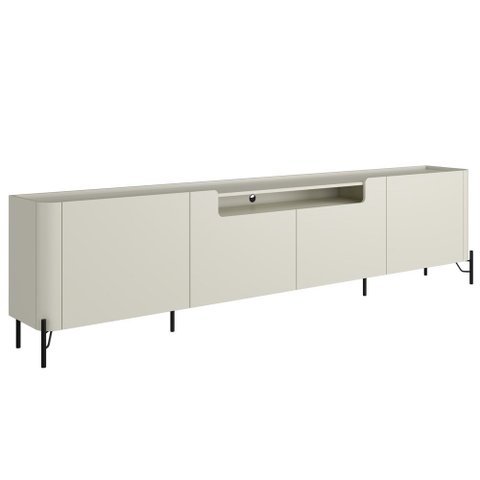 Rack para Sala de Estar Tv 85 Pol 4 Portas Pés Industrial Preto Alef I03 Luna - Lyam Decor