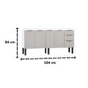 Ver imagem 4 de Armário de Cozinha 194cm Gabinete Aço 4 Portas e 3 Gavetas:preto