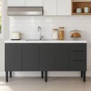 Ver imagem 5 de Armário de Cozinha 194cm Gabinete Aço 4 Portas e 3 Gavetas:preto