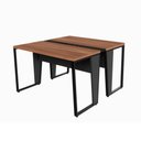 Ver imagem 2 de Mesa Escrivaninha Dupla 30mm Pés Metal com Régua para Tomadas F5 Office Cor:Nogal com Preto