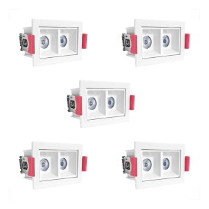 5 Spot Duplo Mini Embutido Led Downlight Recuado 3000k Bet57