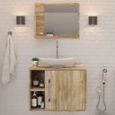 Ver imagem 5 de Armário de Banheiro com Cuba e Espelho 1 Porta 2 Prateleiras Carvalho 13689 - Compace